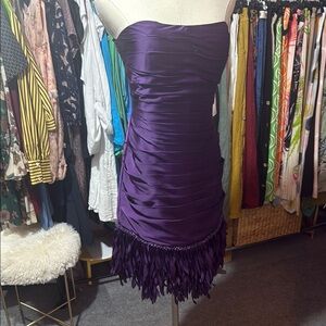 Purple Strapless Bodycon Cocktail Dress